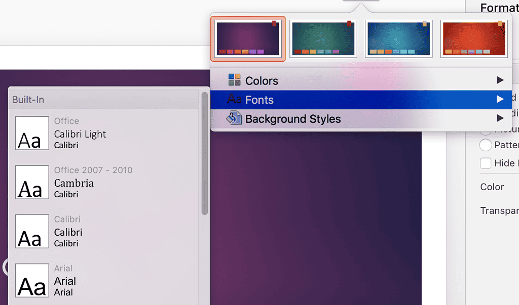 Font Style Menu